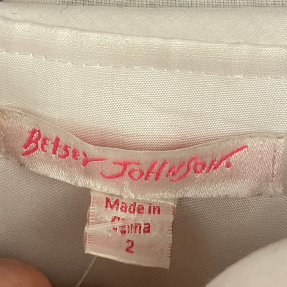 Betsey Johnson White and Pink Floral Appliqué Strapless Dress - Picture 4 of 4